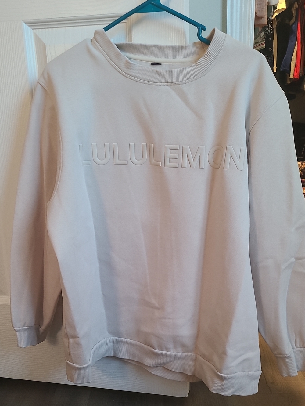 lululemon athletica Womens Cream Crewneck Pullover with Embossed Logo